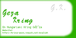 geza kring business card